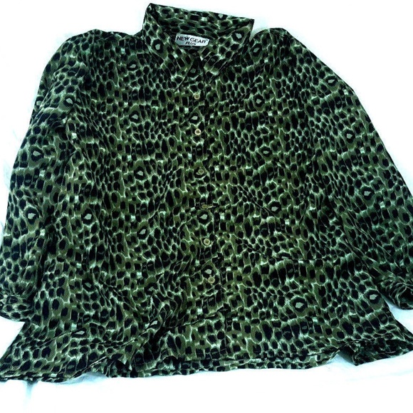 NEW GEAR PLUS Cheetah Print Polyester Shirt sz 3X - Picture 1 of 5